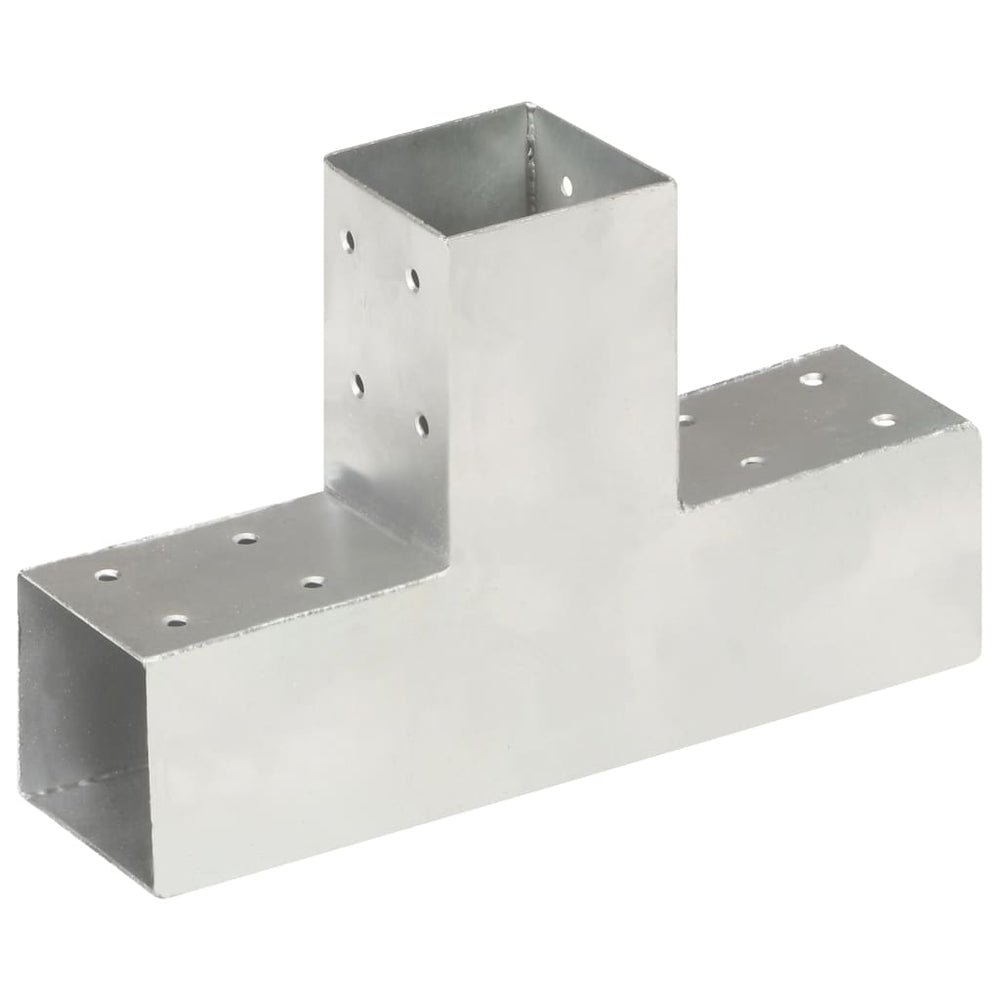 vidaXL Post Connectors 4 pcs T-Shape Galvanized Metal 71 x 71 mm