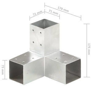vidaXL Post Connector Y-Shape Galvanized Metal 71 x 71 mm