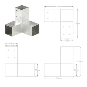 vidaXL Post Connector Y-Shape Galvanized Metal 71 x 71 mm