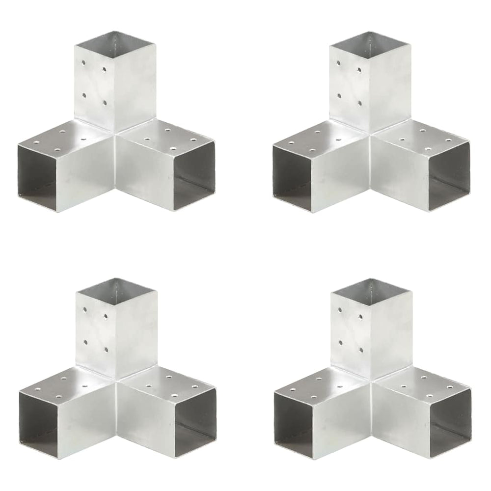 vidaXL Post Connectors 4 pcs. Y-Shaped Galvanized Metal 71 x 71 mm