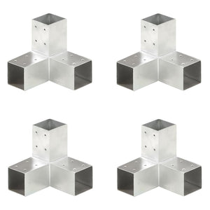 vidaXL Post Connectors 4 pcs. Y-Shaped Galvanized Metal 71 x 71 mm
