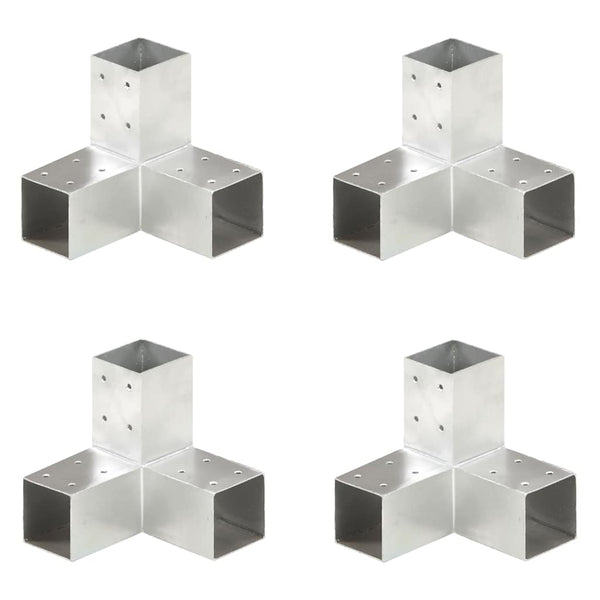 vidaXL Post Connectors 4 pcs. Y-Shaped Galvanized Metal 71 x 71 mm