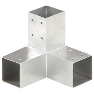 vidaXL Post Connectors 4 pcs. Y-Shaped Galvanized Metal 71 x 71 mm