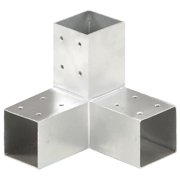 vidaXL Post Connectors 4 pcs. Y-Shaped Galvanized Metal 71 x 71 mm
