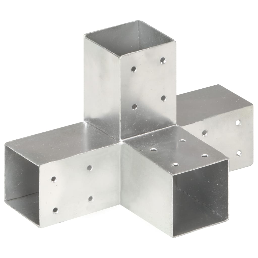 vidaXL Post Connector X-Shape Galvanized Metal 71 x 71 mm