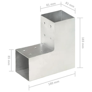 vidaXL Post Connector L-Shape Galvanized Metal 81 x 81 mm