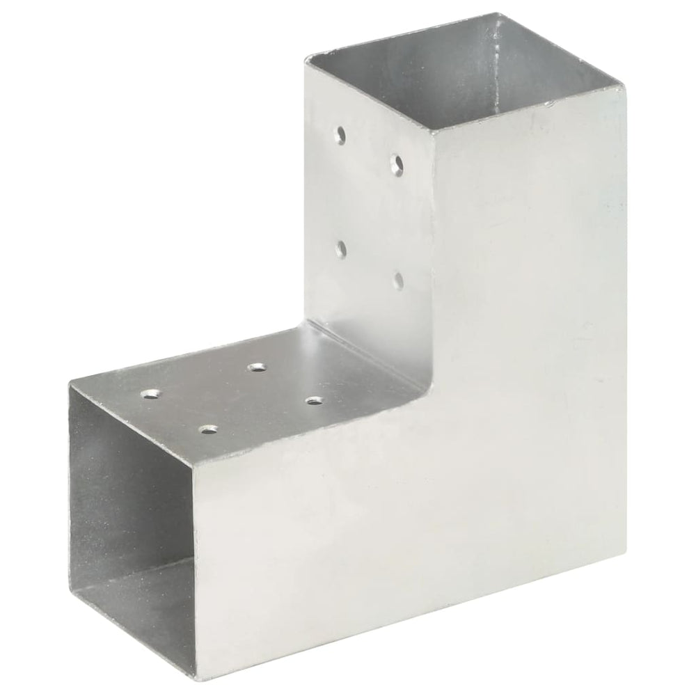 vidaXL Post Connectors 4 pcs L-Shaped Galvanized Metal 81 x 81 mm