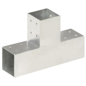vidaXL T-Shaped Post Connector Galvanized Metal 81 x 81 mm