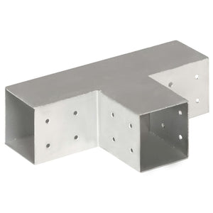 vidaXL T-Shaped Post Connector Galvanized Metal 81 x 81 mm