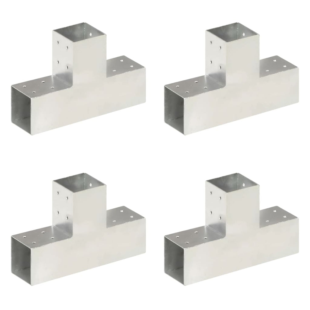 vidaXL Post Connector 4 pcs. T-Shape Galvanized Metal 81 x 81 mm