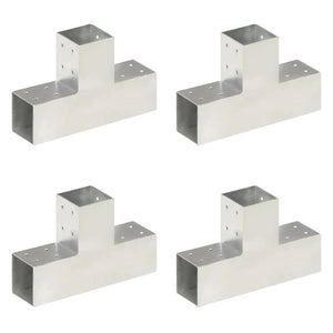 vidaXL Post Connector 4 pcs. T-Shape Galvanized Metal 81 x 81 mm