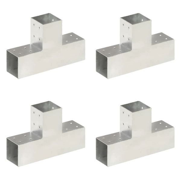 vidaXL Post Connector 4 pcs. T-Shape Galvanized Metal 81 x 81 mm