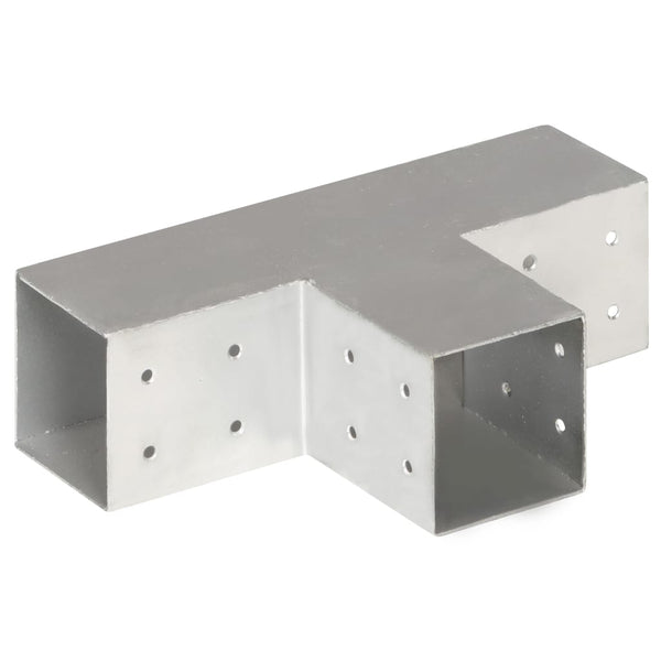 vidaXL Post Connector 4 pcs. T-Shape Galvanized Metal 81 x 81 mm