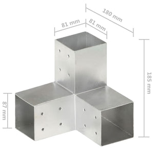 vidaXL Post Connector Y-Shape Galvanised Metal 81 x 81 mm