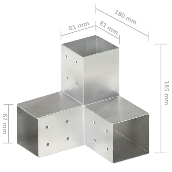 vidaXL Post Connector Y-Shape Galvanised Metal 81 x 81 mm