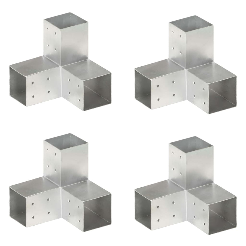 vidaXL Post Connector 4 pcs. Y-Shaped Galvanized Metal 81 x 81 mm