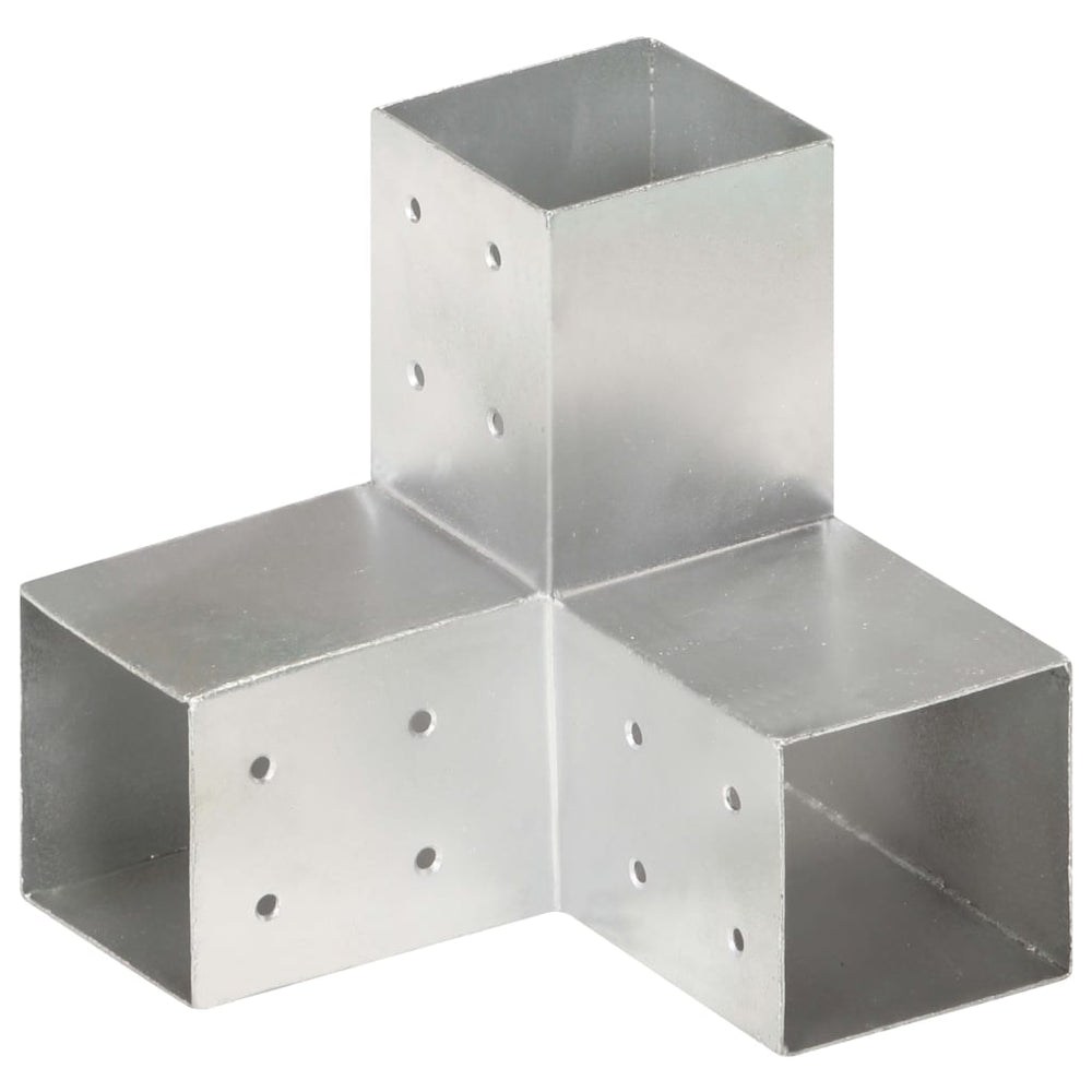 vidaXL Post Connector 4 pcs. Y-Shaped Galvanized Metal 81 x 81 mm
