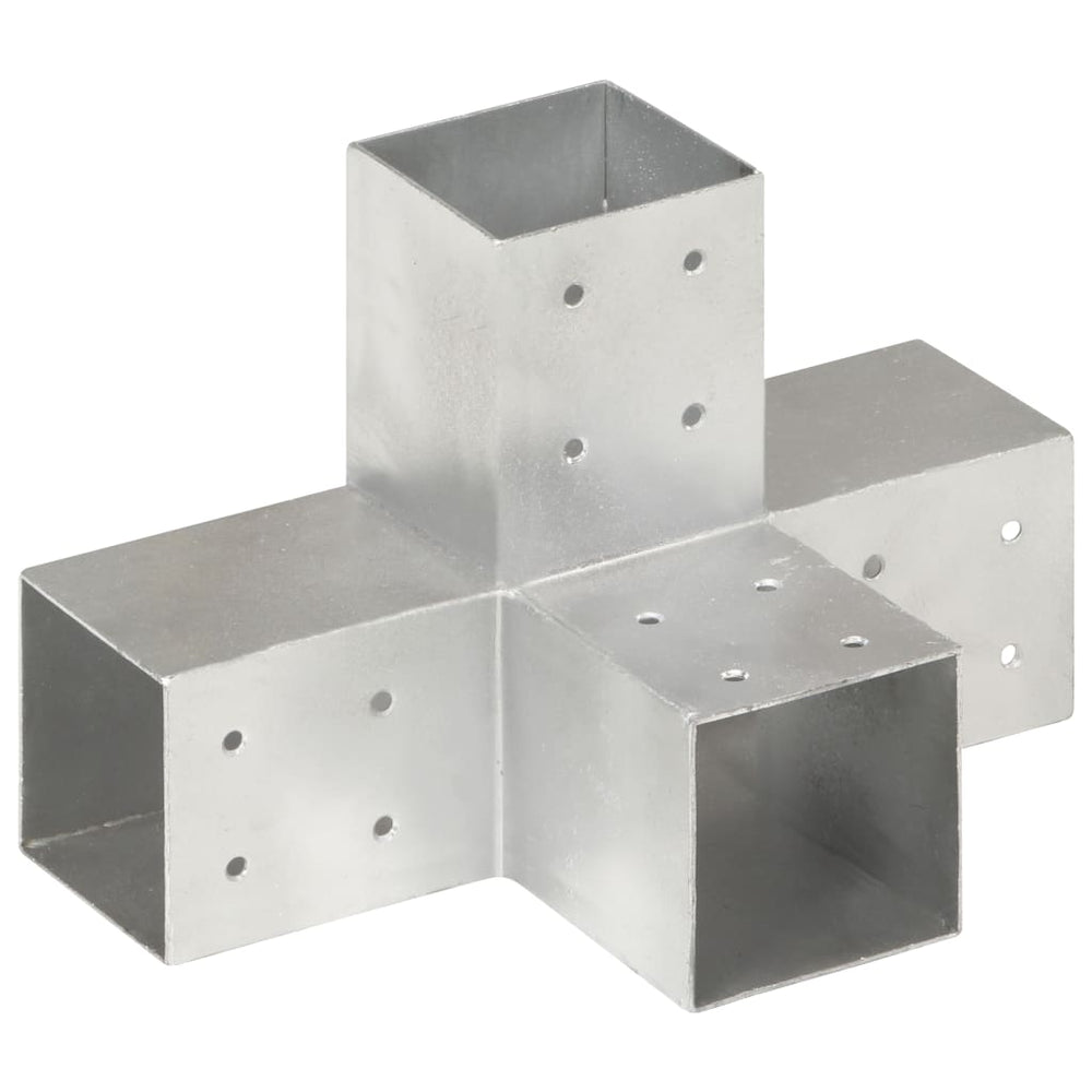 vidaXL Post Connector X-Shape Galvanized Metal 81 x 81 mm