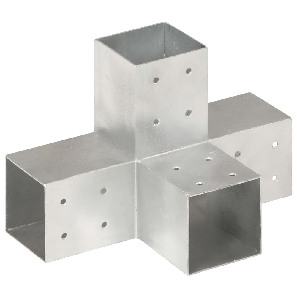 vidaXL Post Connectors 4 pcs. X-shaped Galvanized Metal 81 x 81 mm