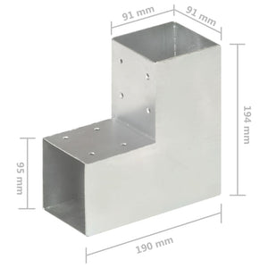 vidaXL Post Connector L-Shape Galvanised Metal 91 x 91 mm