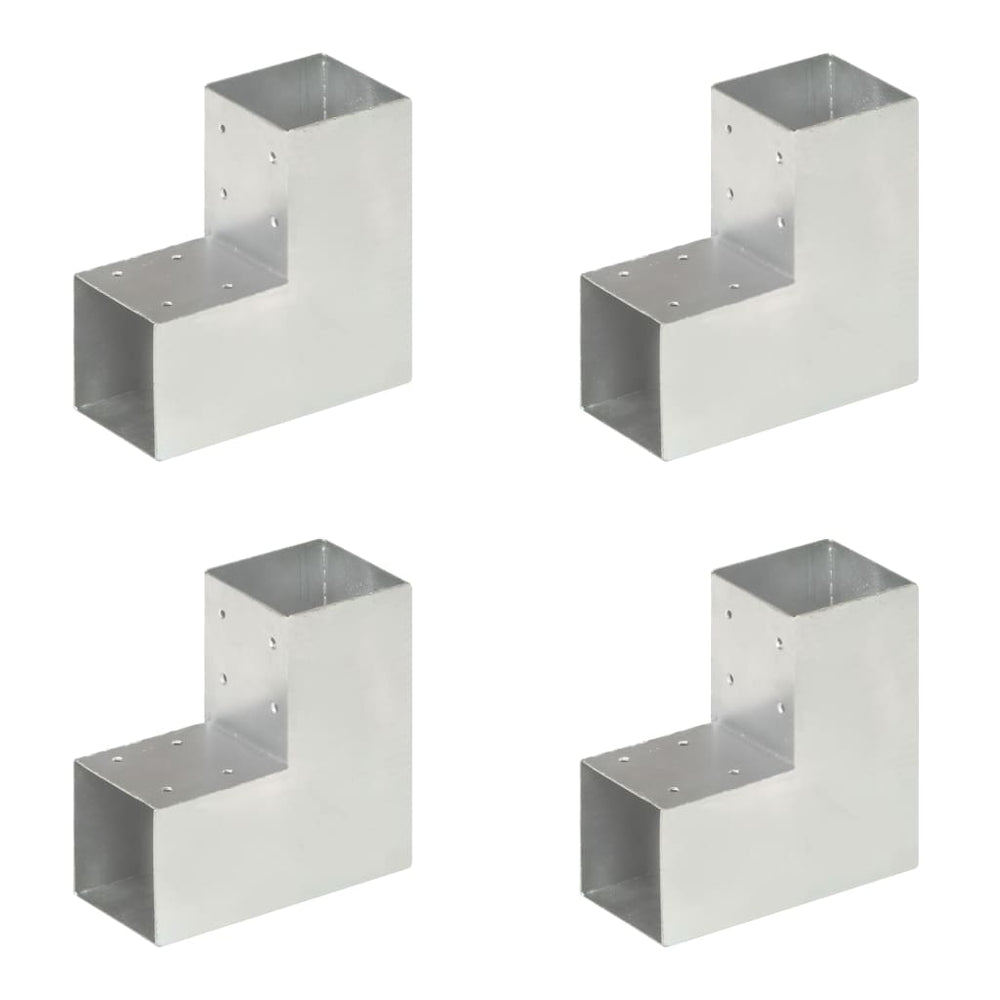 vidaXL Post Anchors 4 pcs. L-Shaped Galvanized Metal 91 x 91 mm