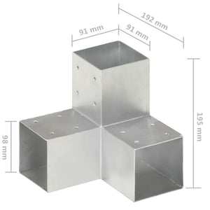 vidaXL Post Connector Y-Shape Galvanized Metal 91 x 91 mm