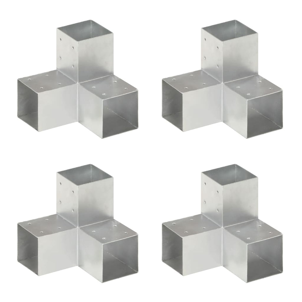 vidaXL Post Connector 4 pcs. Y-Shape Galvanized Metal 91 x 91 mm