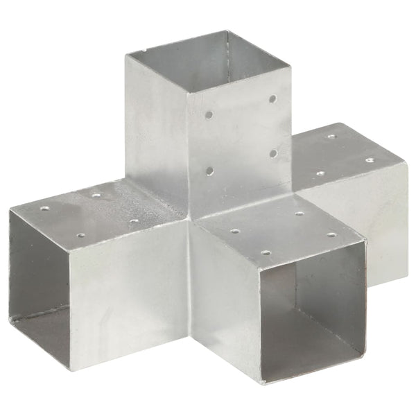 vidaXL Post Connector X-Shape Galvanized Metal 91 x 91 mm