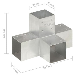 vidaXL Post Connector X-Shape Galvanized Metal 91 x 91 mm