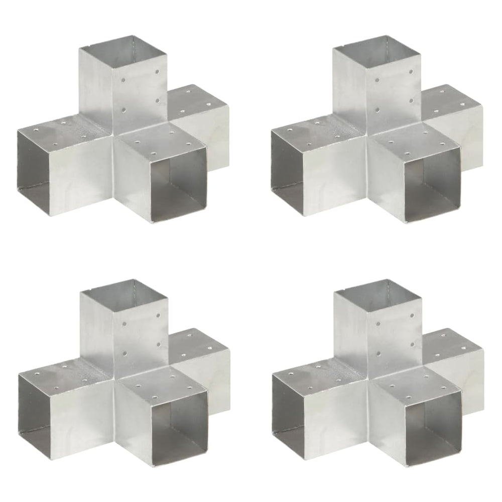 vidaXL Post Connector 4 pcs. X-shaped Galvanized Metal 91 x 91 mm