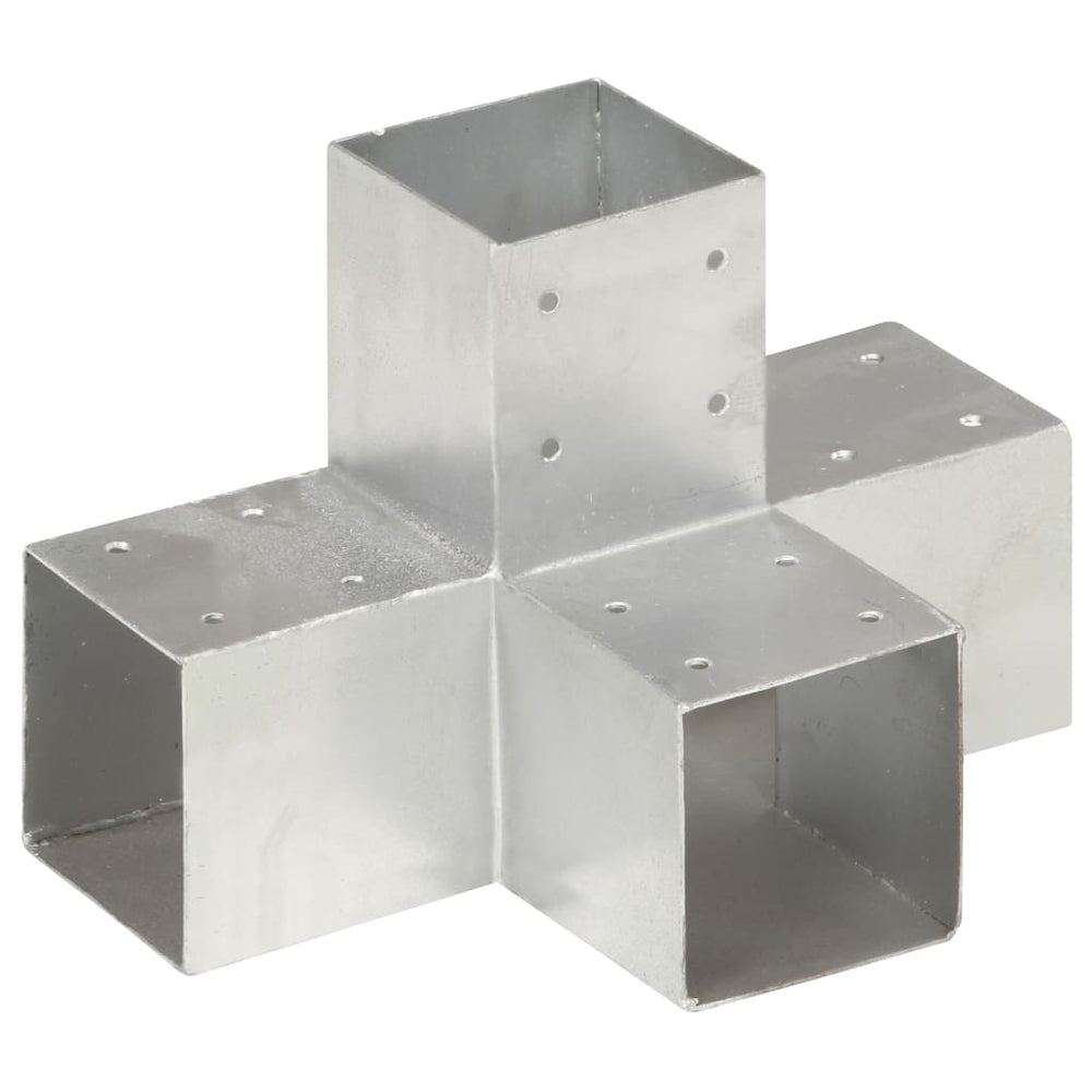 vidaXL Post Connector 4 pcs. X-shaped Galvanized Metal 91 x 91 mm