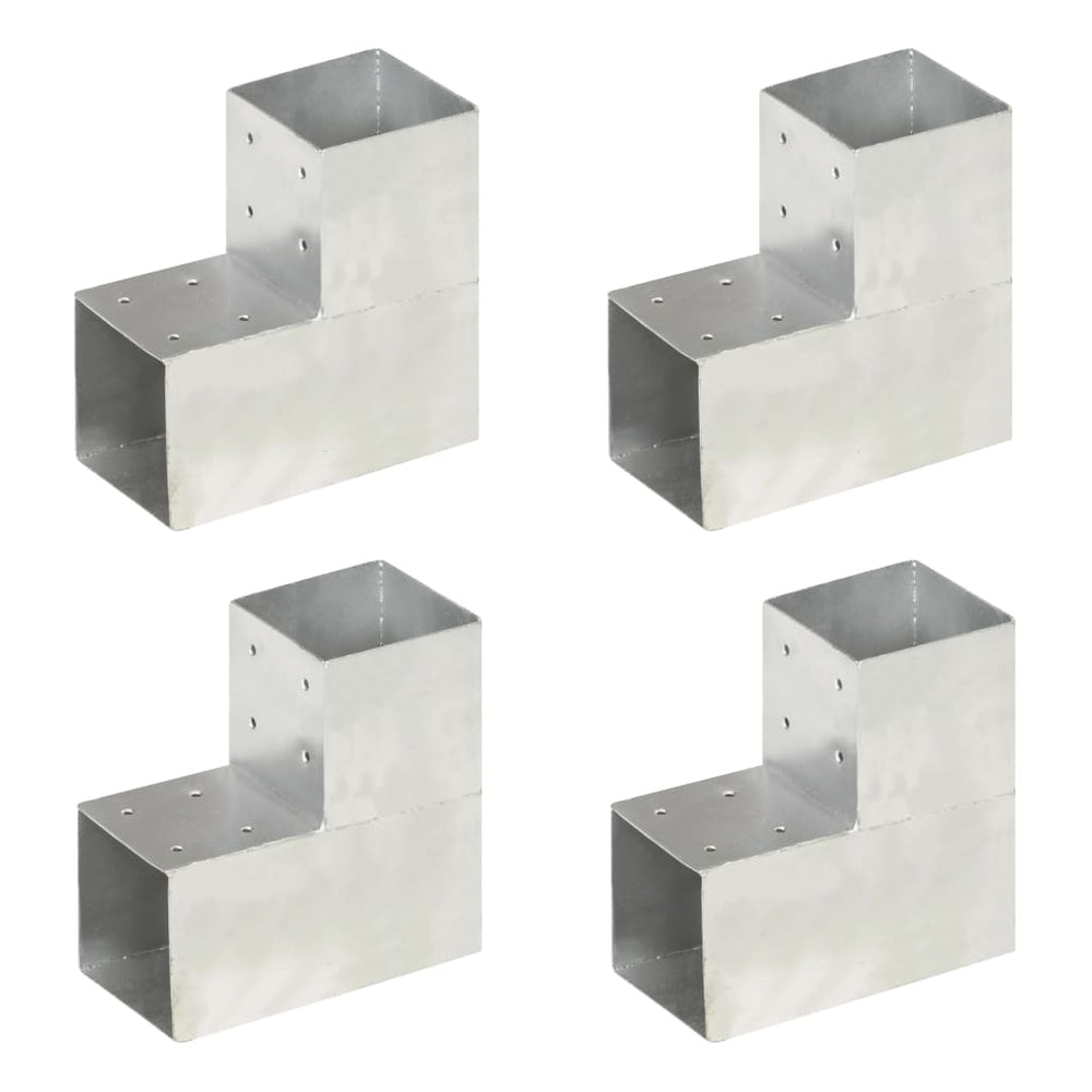 vidaXL Post Connectors 4 pcs. L-Shaped Galvanized Metal 101 x 101 mm