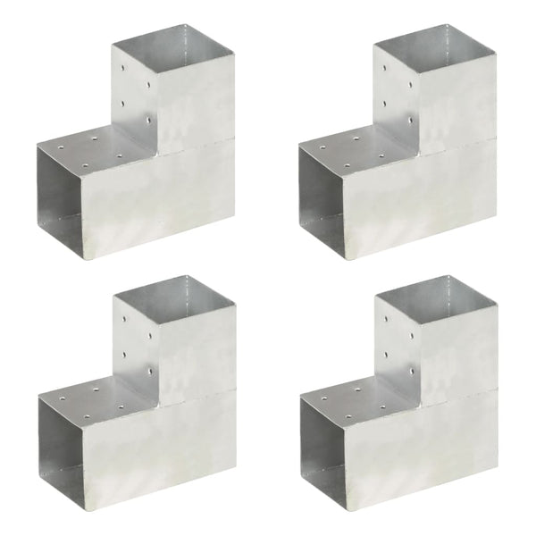 vidaXL Post Connectors 4 pcs. L-Shaped Galvanized Metal 101 x 101 mm