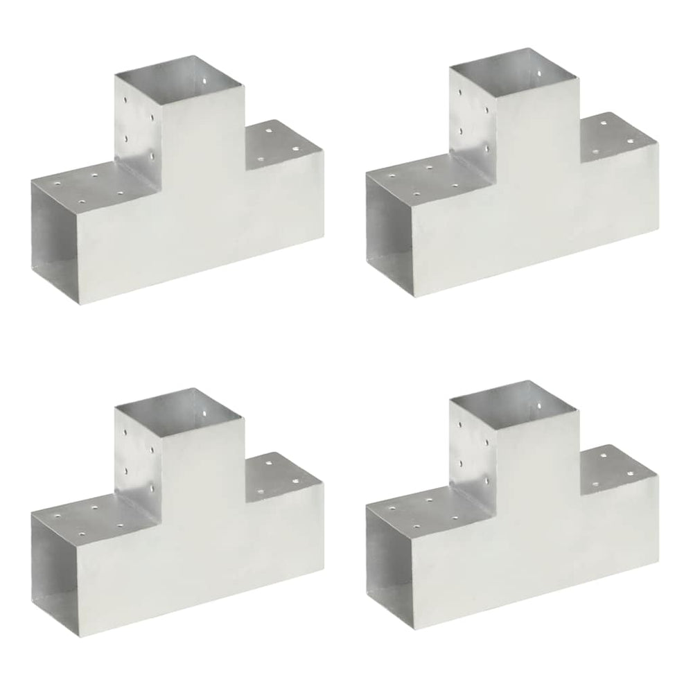 vidaXL Post Connectors 4 pcs. T-Shape Galvanized Metal 101 x 101 mm