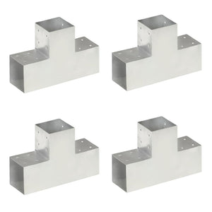 vidaXL Post Connectors 4 pcs. T-Shape Galvanized Metal 101 x 101 mm
