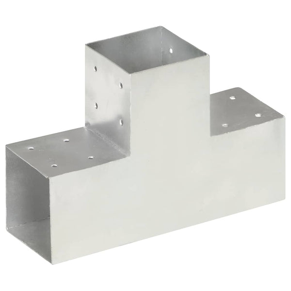 vidaXL Post Connectors 4 pcs. T-Shape Galvanized Metal 101 x 101 mm