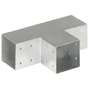 vidaXL Post Connectors 4 pcs. T-Shape Galvanized Metal 101 x 101 mm