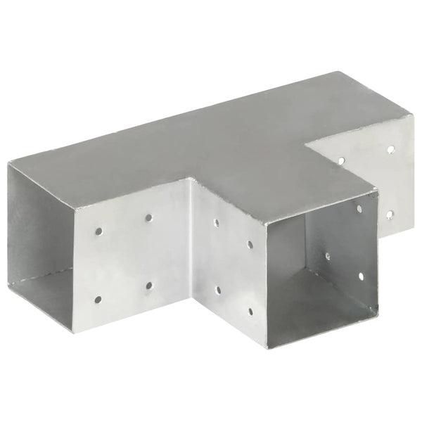 vidaXL Post Connectors 4 pcs. T-Shape Galvanized Metal 101 x 101 mm