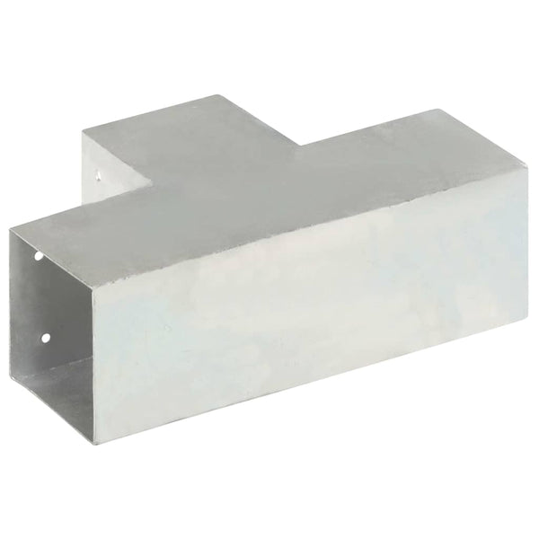 vidaXL Post Connectors 4 pcs. T-Shape Galvanized Metal 101 x 101 mm