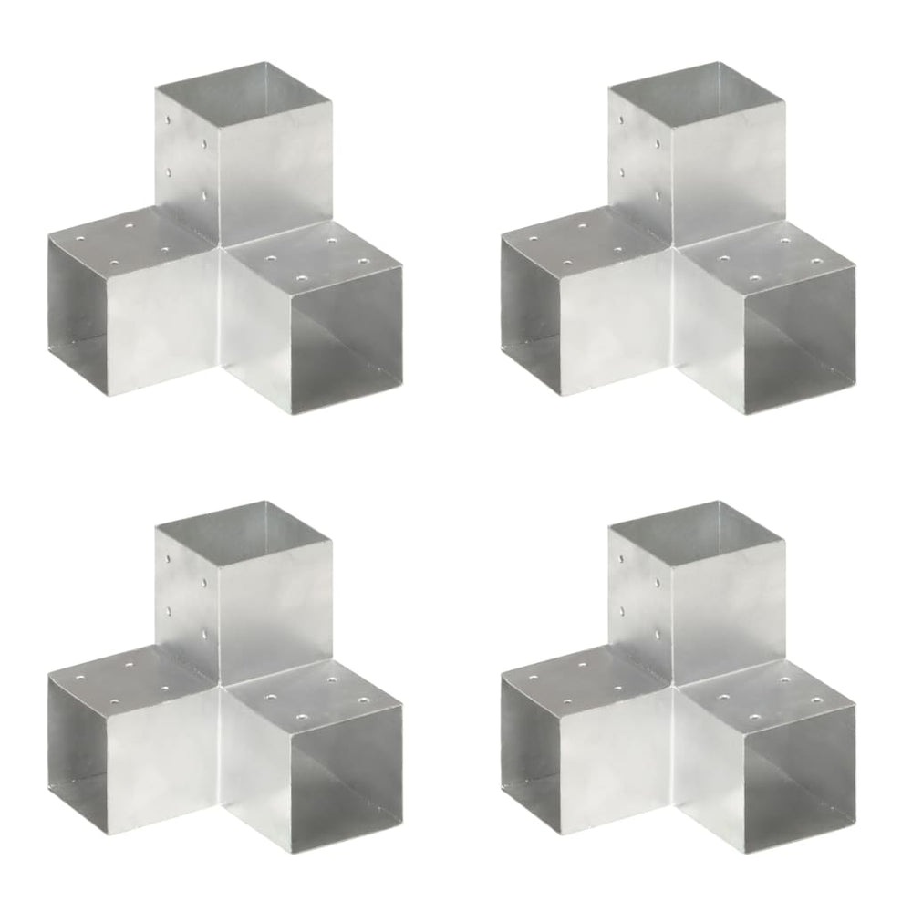 vidaXL Post Connectors 4 pcs. Y-Shaped Galvanized Metal 101 x 101 mm