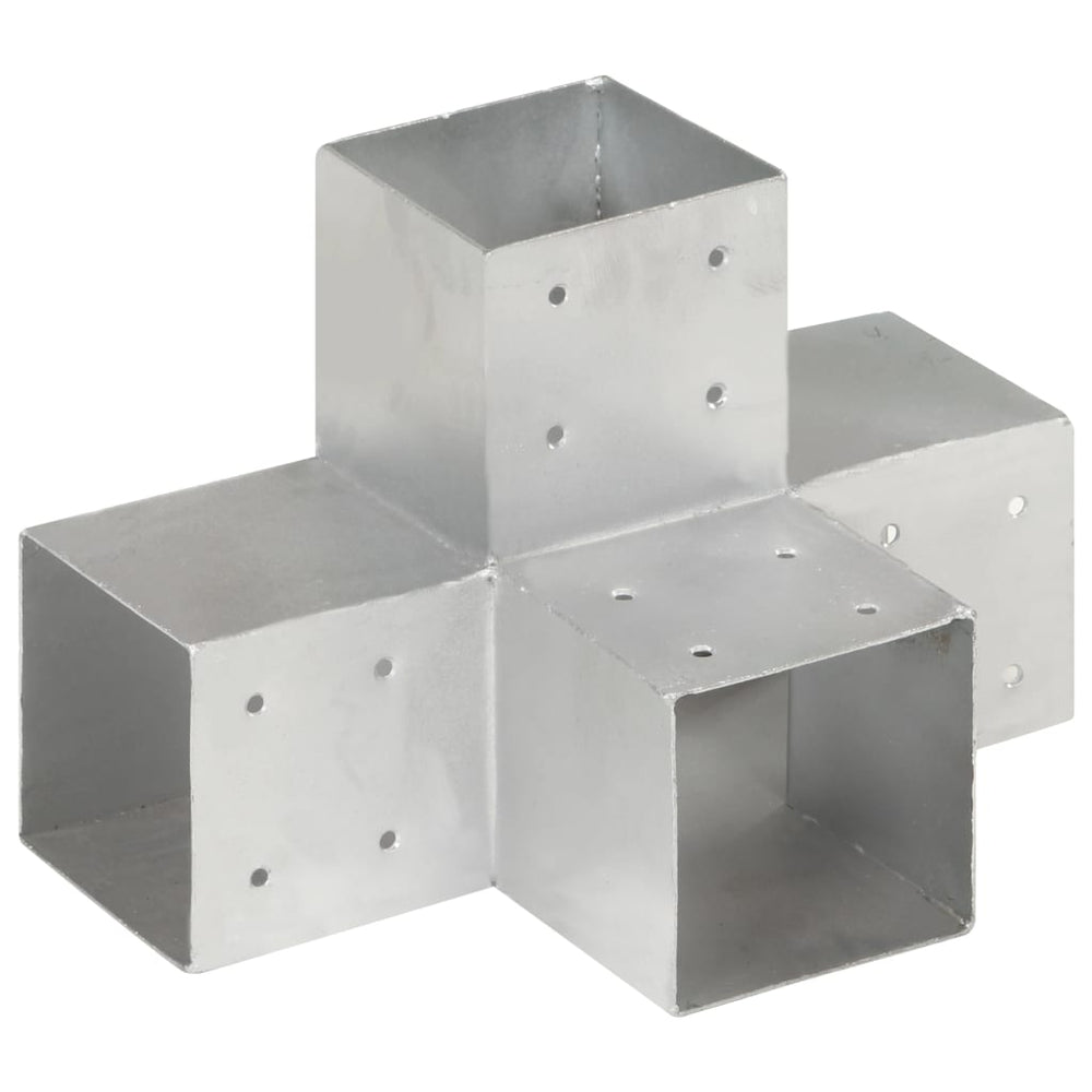 vidaXL Post Connector X-Shape Galvanised Metal 101 x 101 mm