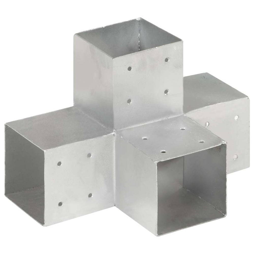 vidaXL Post Connectors 4 pcs. X-Shaped Galvanized Metal 101 x 101 mm
