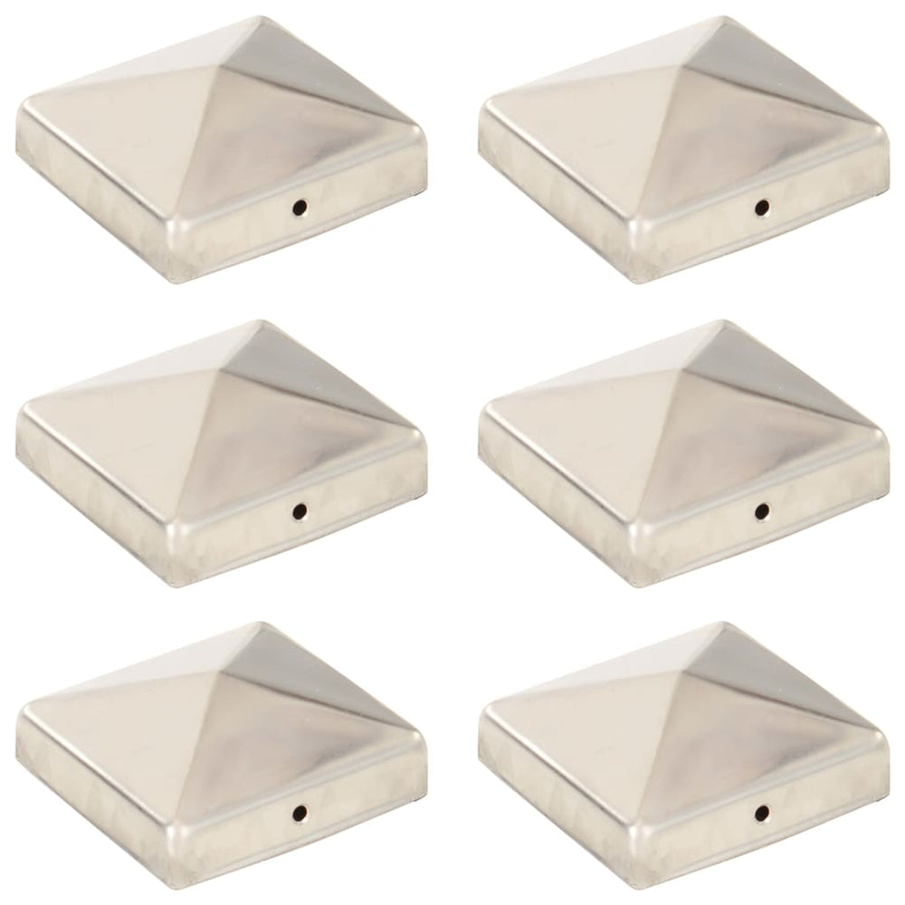 vidaXL Post Caps 6 pcs Pyramid Stainless Steel 81 x 81 mm