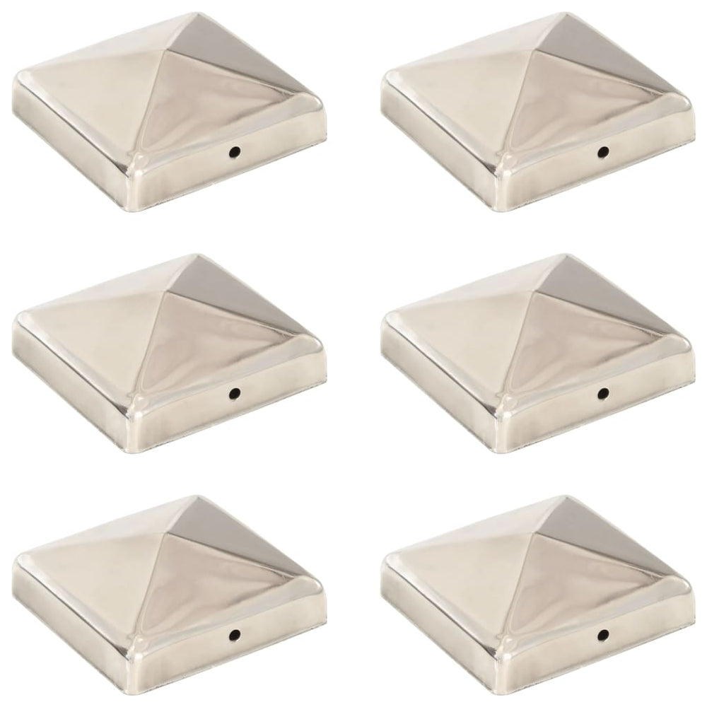 vidaXL Post Caps 6 pcs. Pyramid Stainless Steel 91 x 91 mm