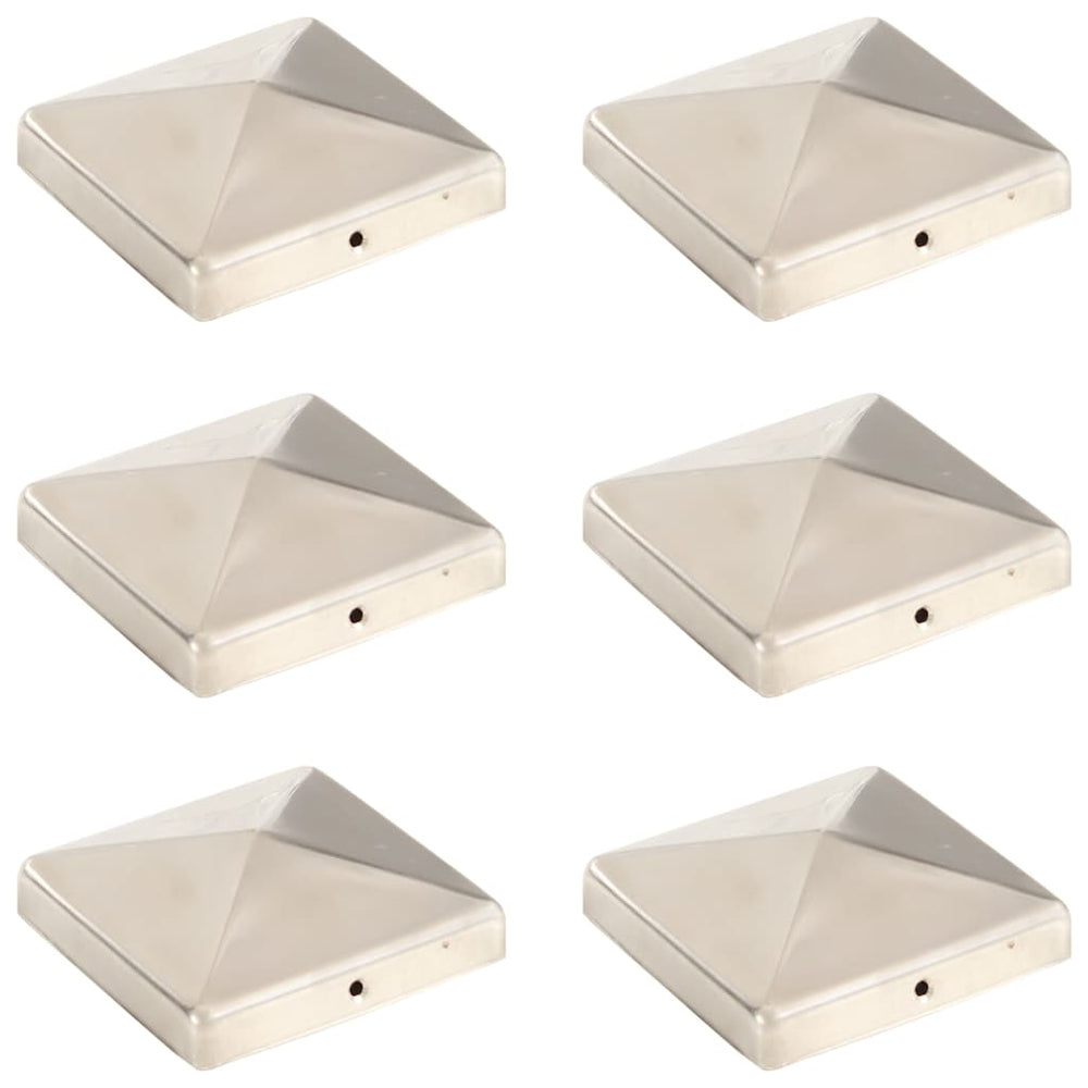 vidaXL Post Caps 6 pcs. Pyramid Stainless Steel 101 x 101 mm