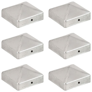 vidaXL Post Caps 6 pcs Pyramid Galvanized Metal 71 x 71 mm