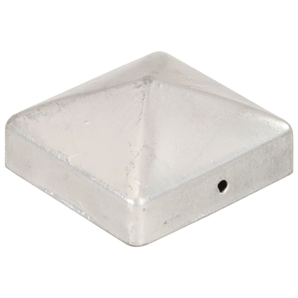 vidaXL Post Caps 6 pcs Pyramid Galvanized Metal 71 x 71 mm