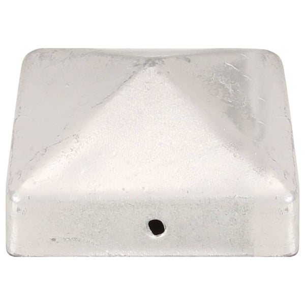 vidaXL Post Caps 6 pcs Pyramid Galvanized Metal 71 x 71 mm