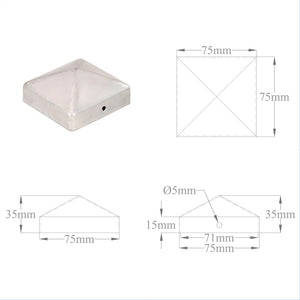vidaXL Post Caps 6 pcs Pyramid Galvanized Metal 71 x 71 mm