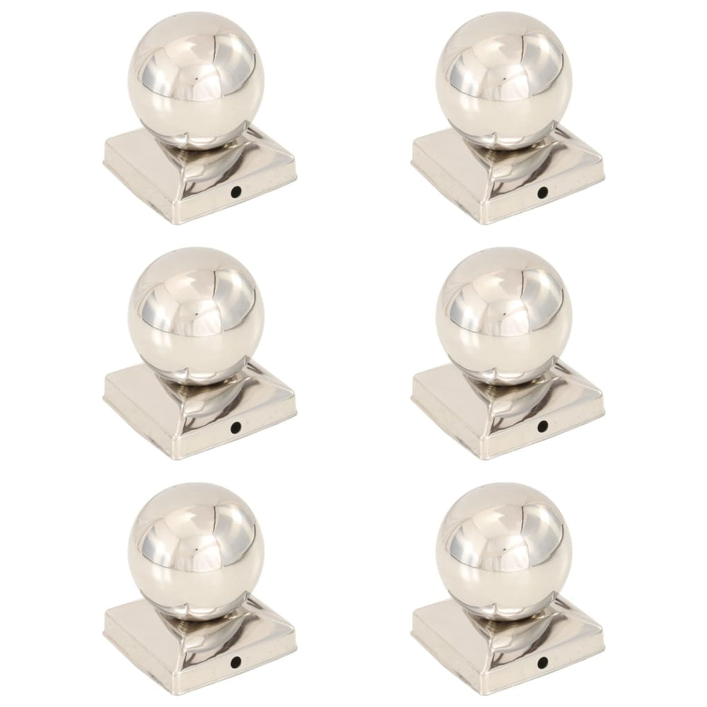 vidaXL Post Caps 6 pcs. Ball Shape Stainless Steel 81 x 81 mm